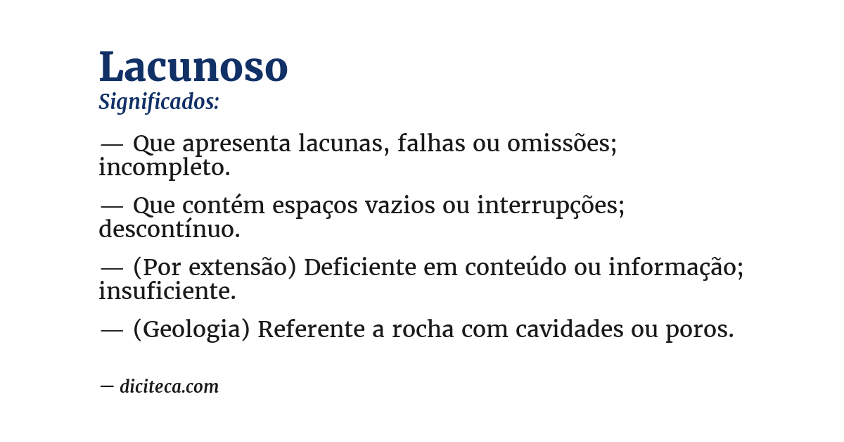 Significado de lacunoso