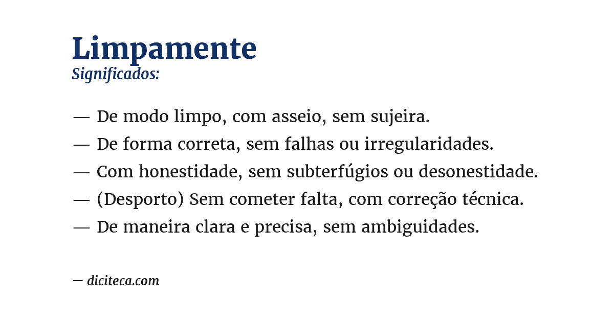 Significado de limpamente