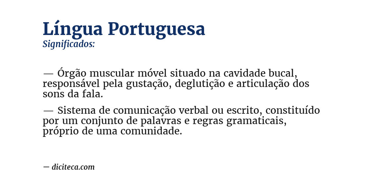 Significado de língua portuguesa