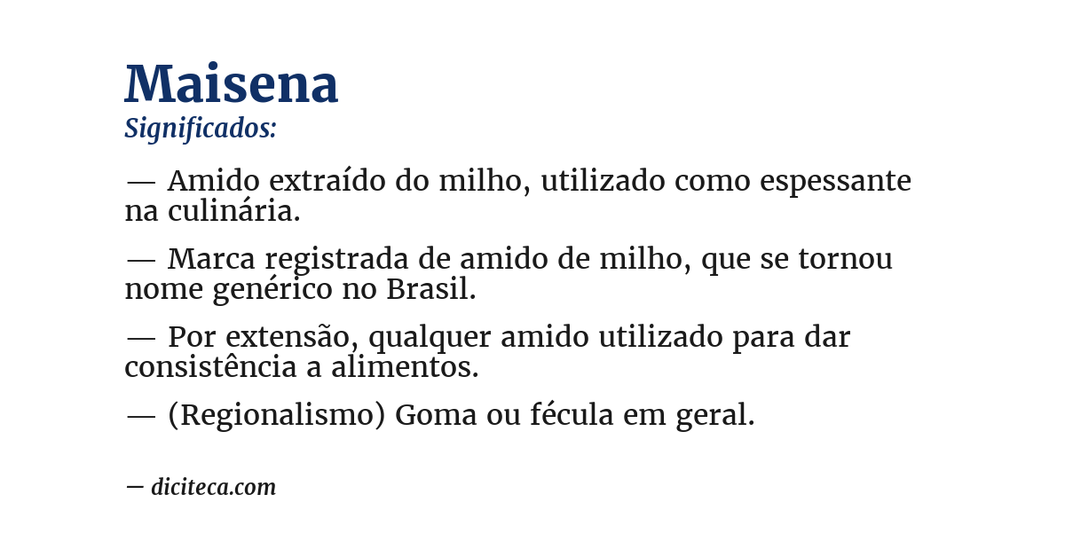 Significado de maisena