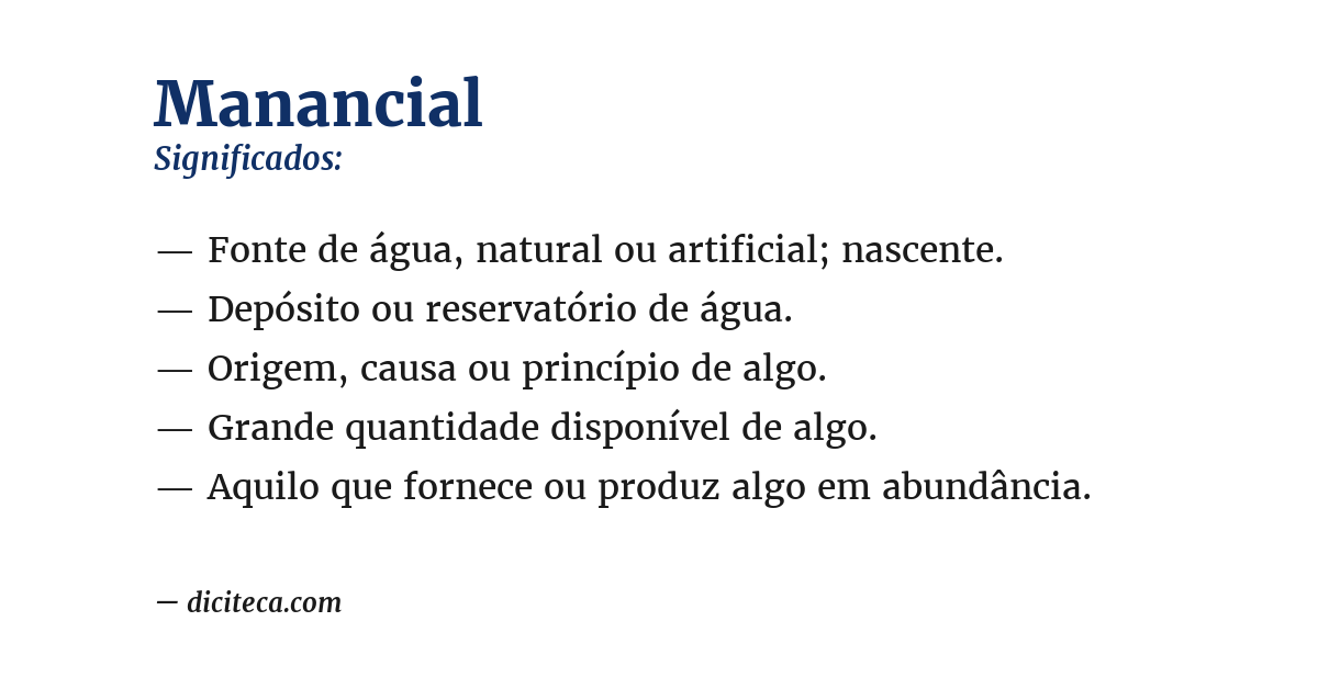 Significado de manancial