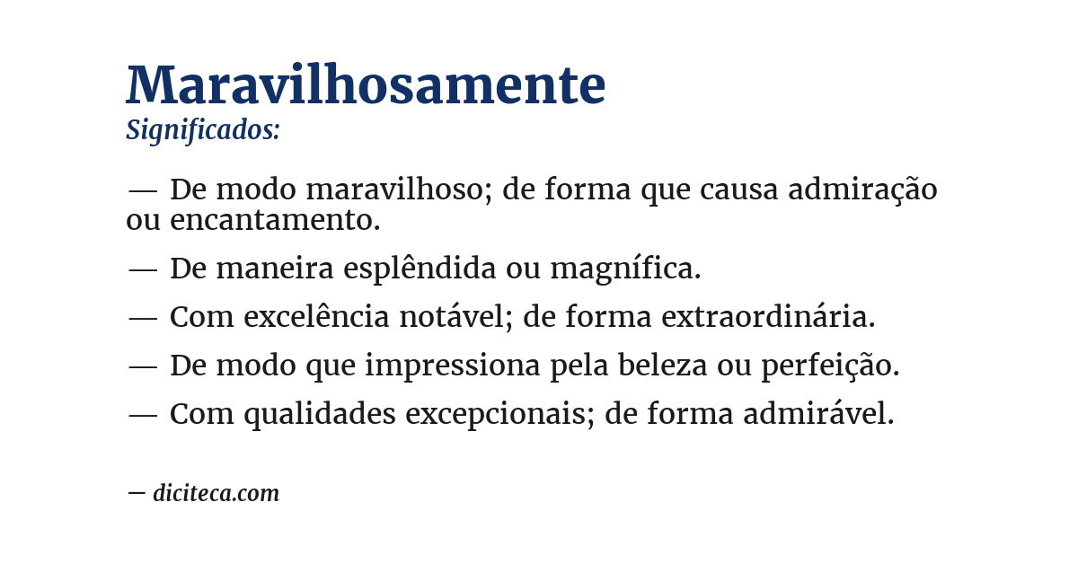 Significado de maravilhosamente