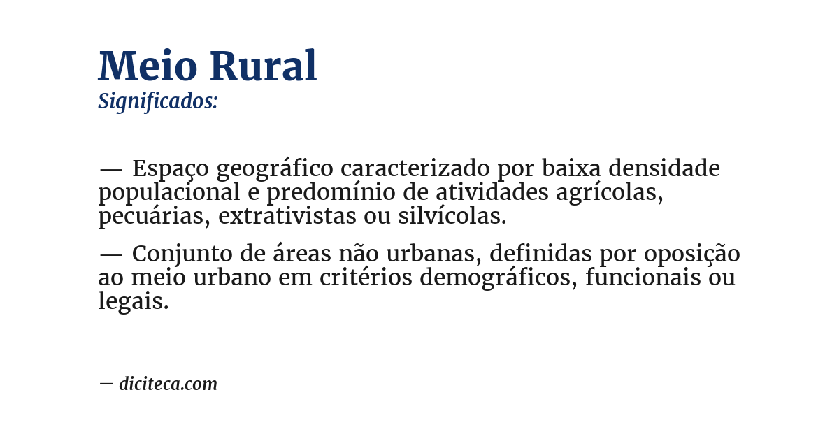 Significado de meio rural