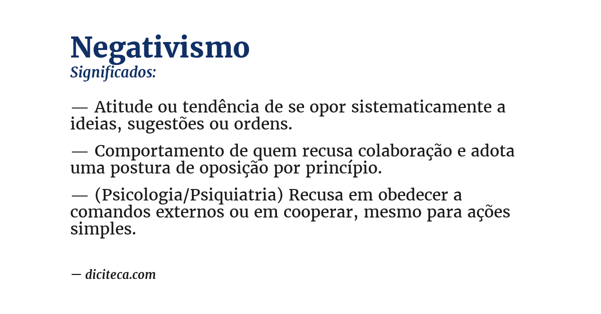Significado de negativismo