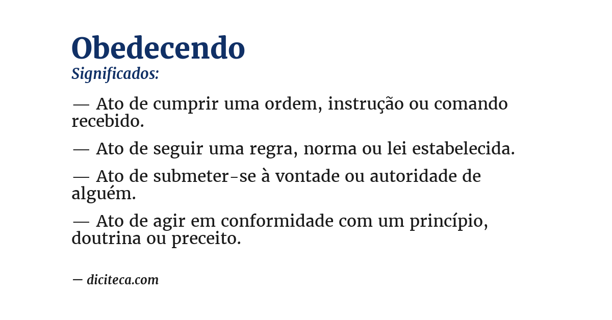 Significado de obedecendo