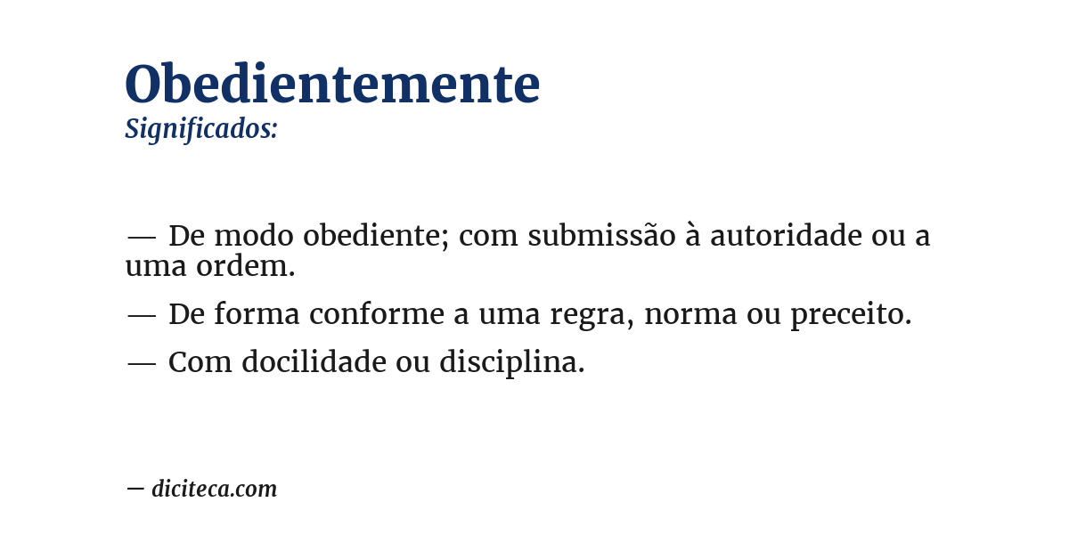 Significado de obedientemente