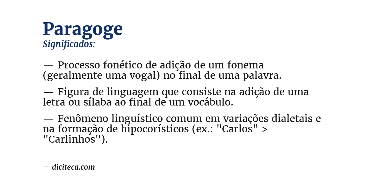 Significado de paragoge