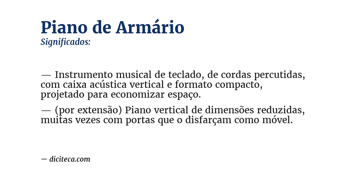 Significado de piano de armário