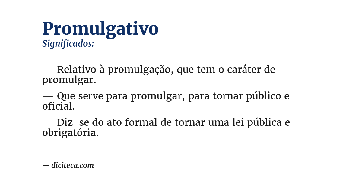 Significado de promulgativo