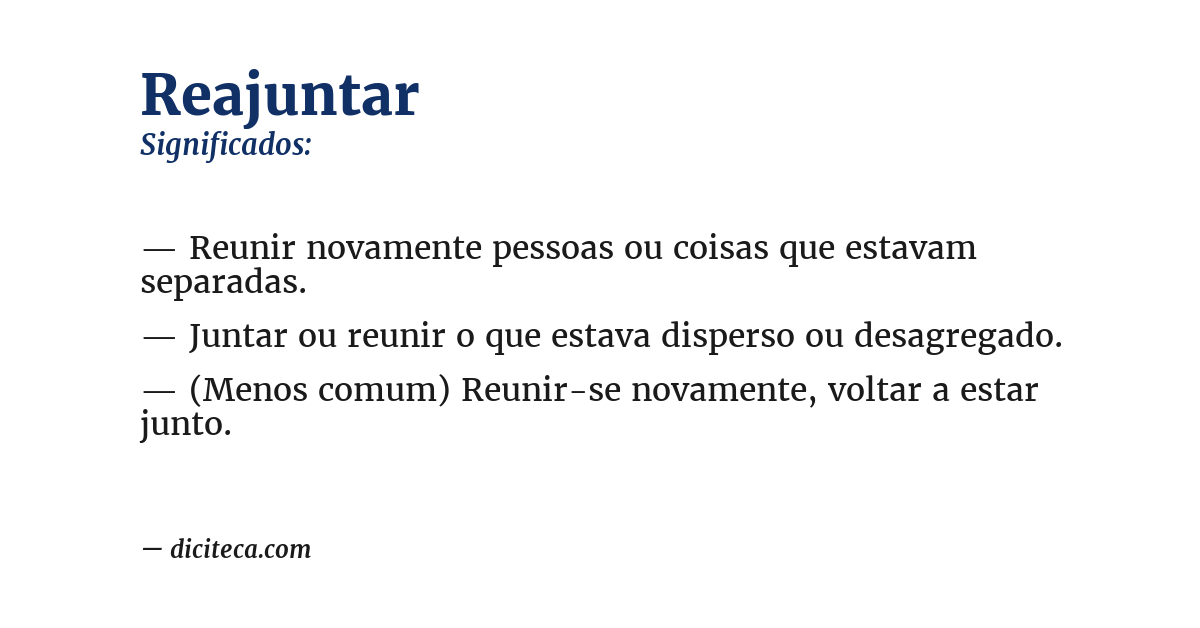 Significado de reajuntar