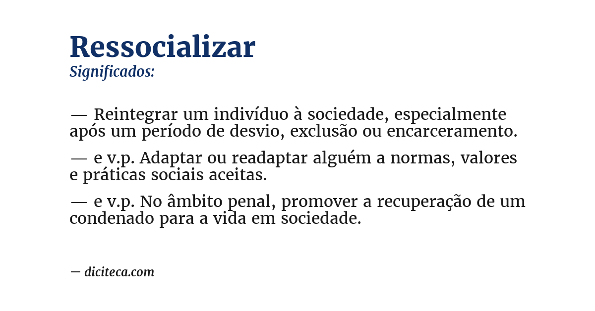 Significado de ressocializar