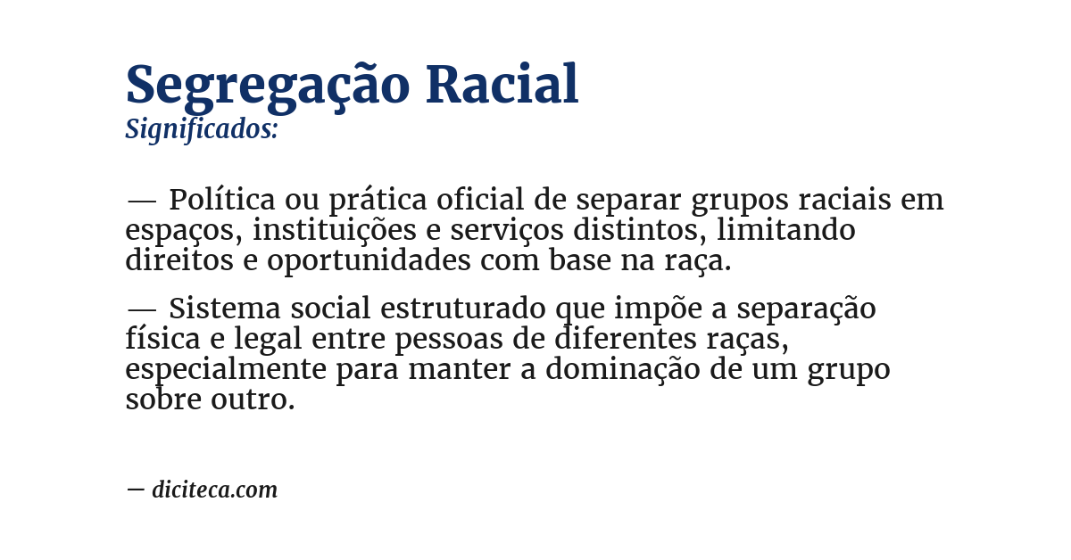 Significado de segregação racial