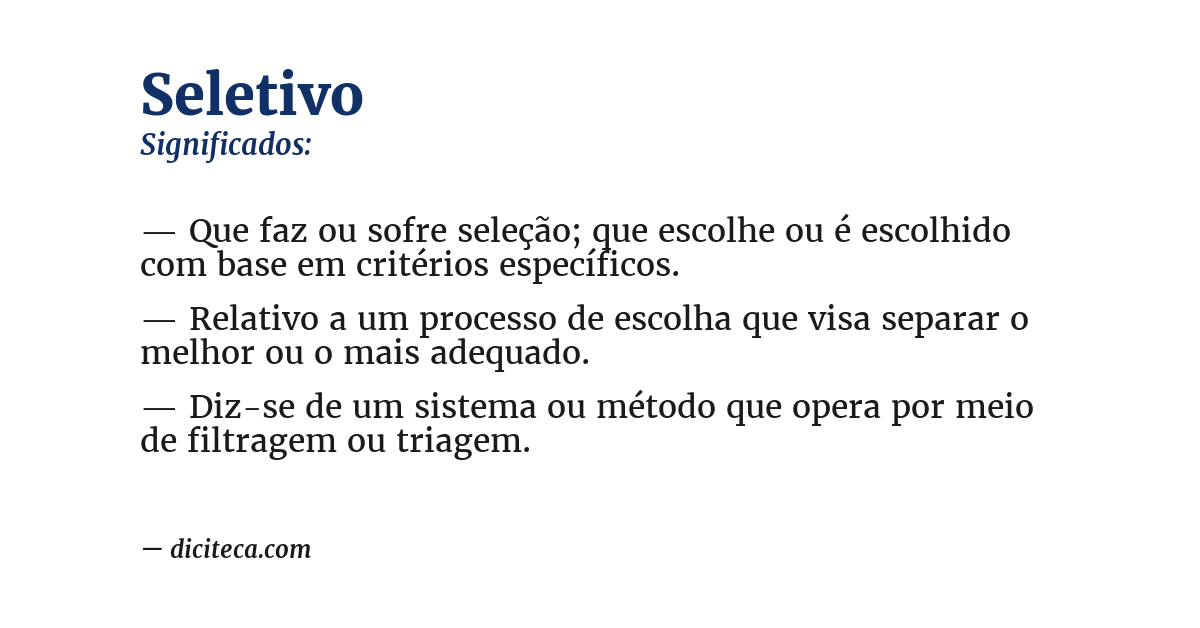 Significado de seletivo