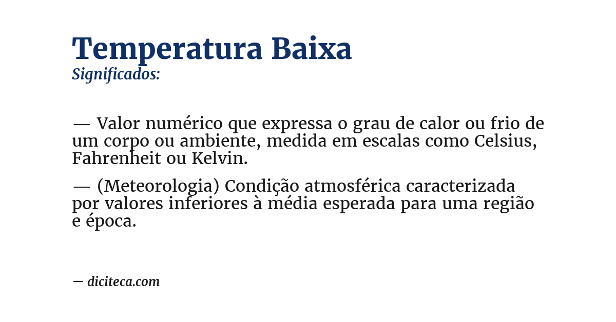 Significado de temperatura baixa