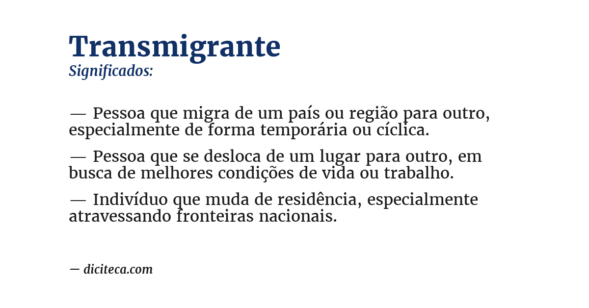 Significado de transmigrante
