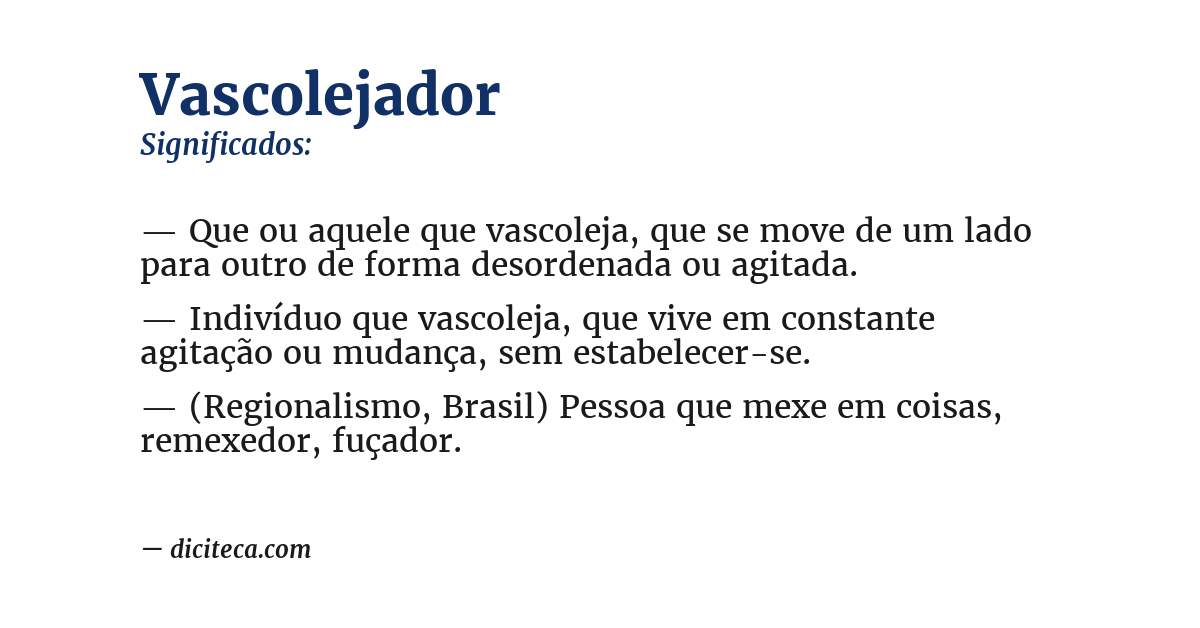 Significado de vascolejador