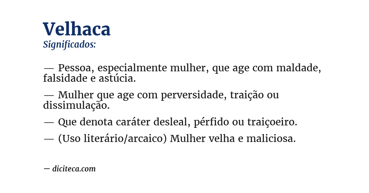 Significado de velhaca