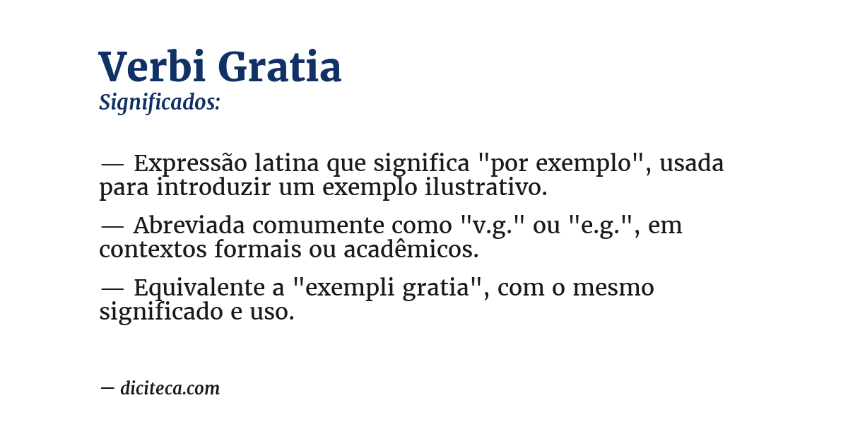Significado de verbi gratia