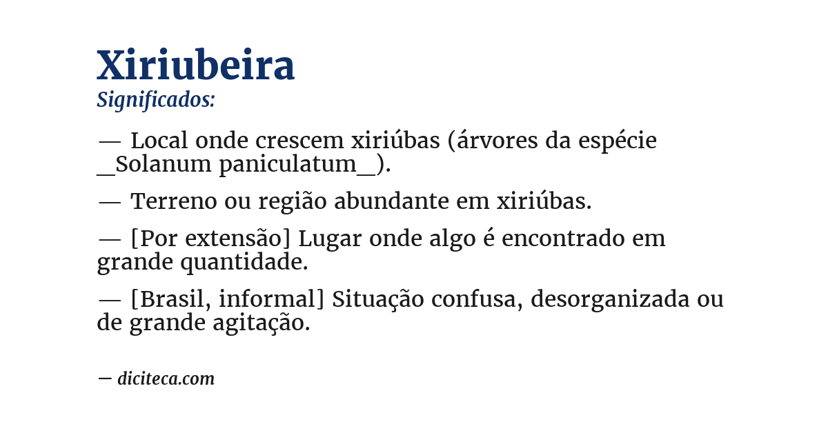 Significado de xiriubeira