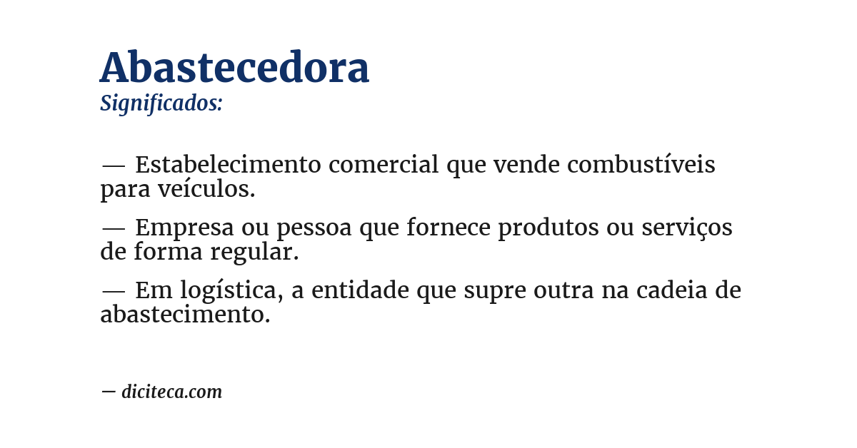 Significado de abastecedora