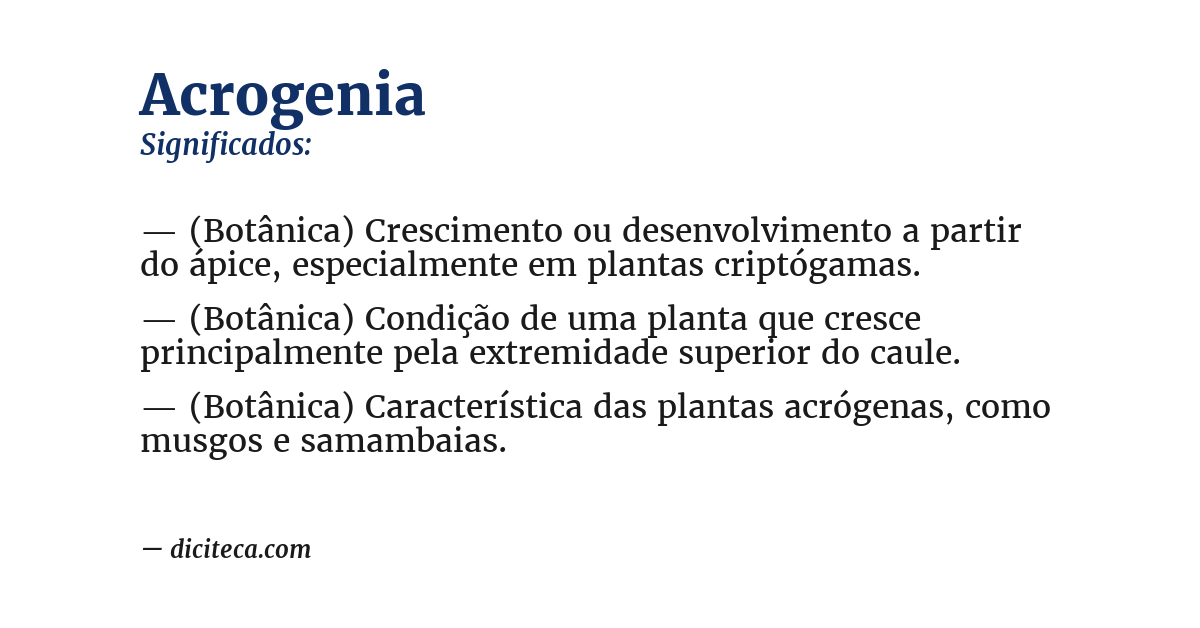 Significado de acrogenia