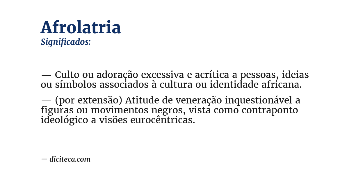Significado de afrolatria