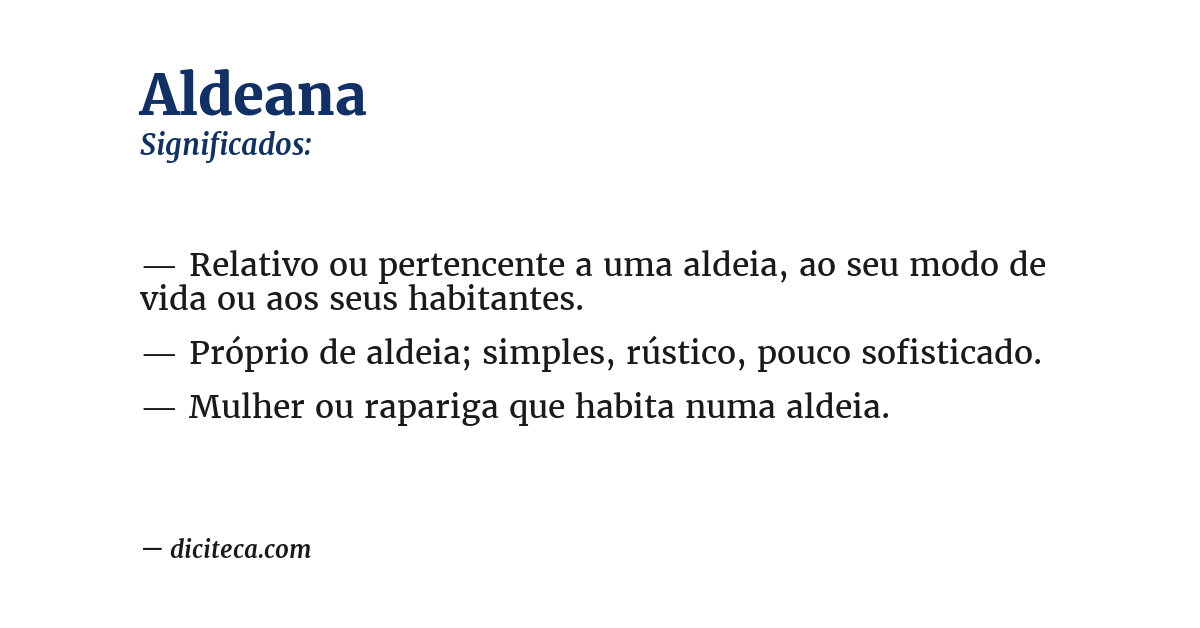 Significado de aldeana