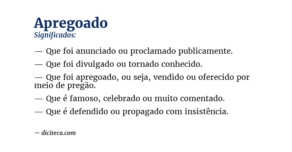 Significado de apregoado