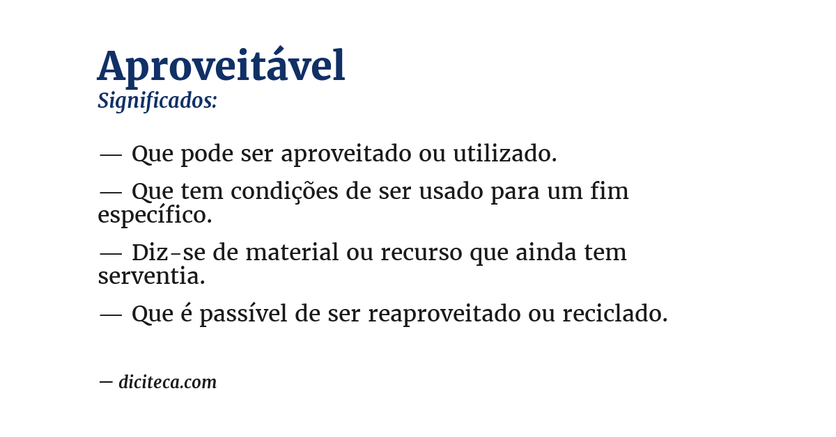 Significado de aproveitável