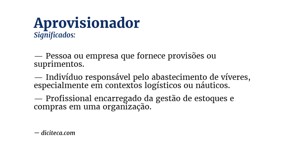 Significado de aprovisionador