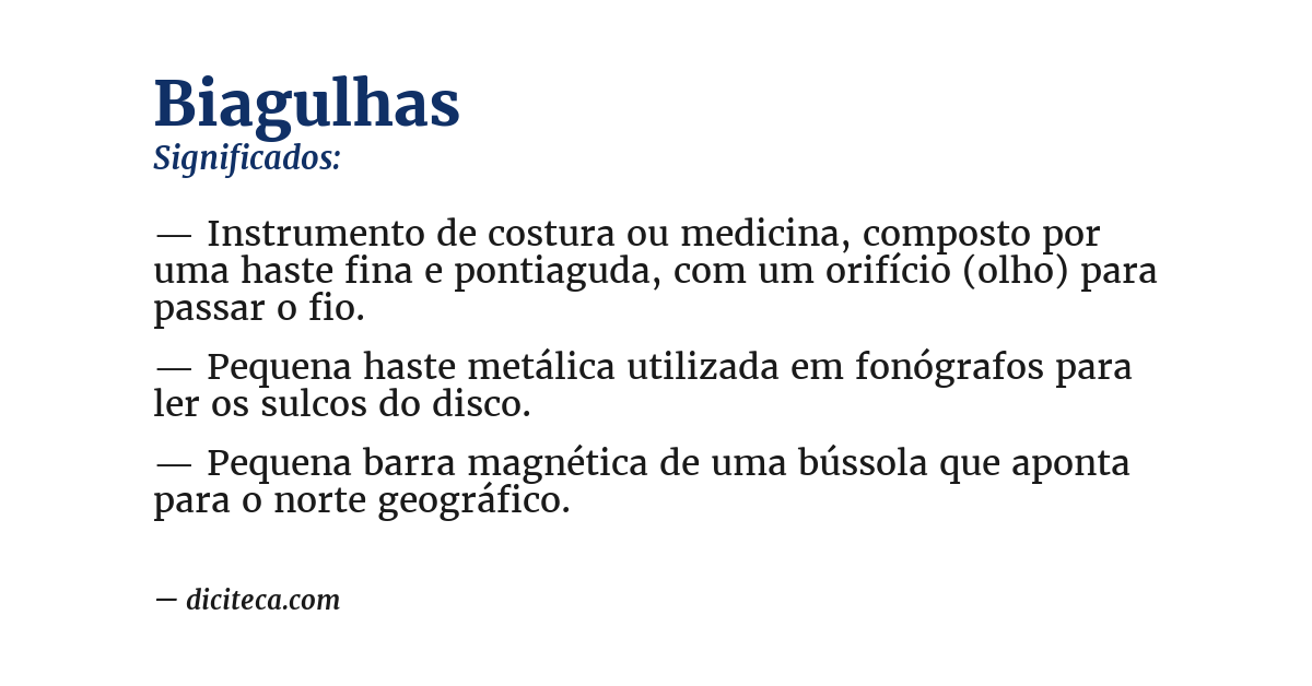 Significado de biagulhas