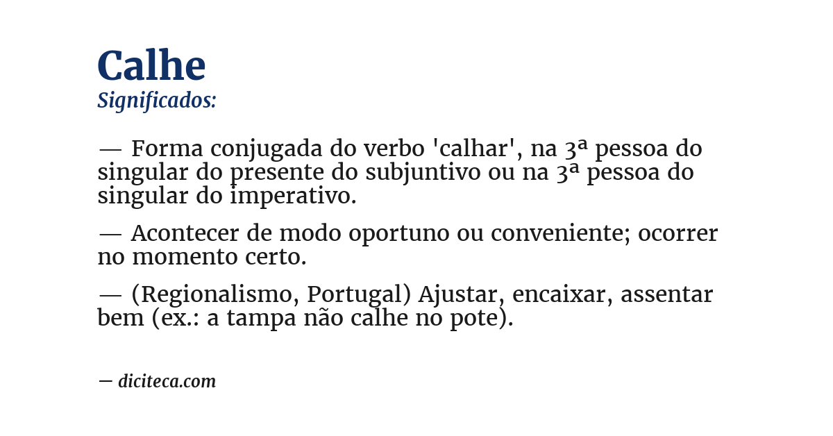 Significado de calhe