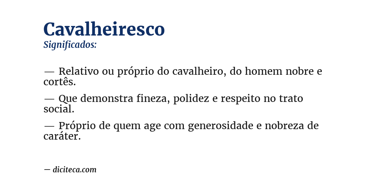 Significado de cavalheiresco
