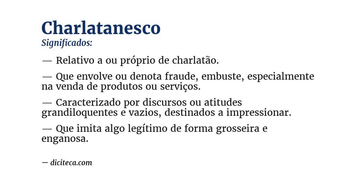 Significado de charlatanesco