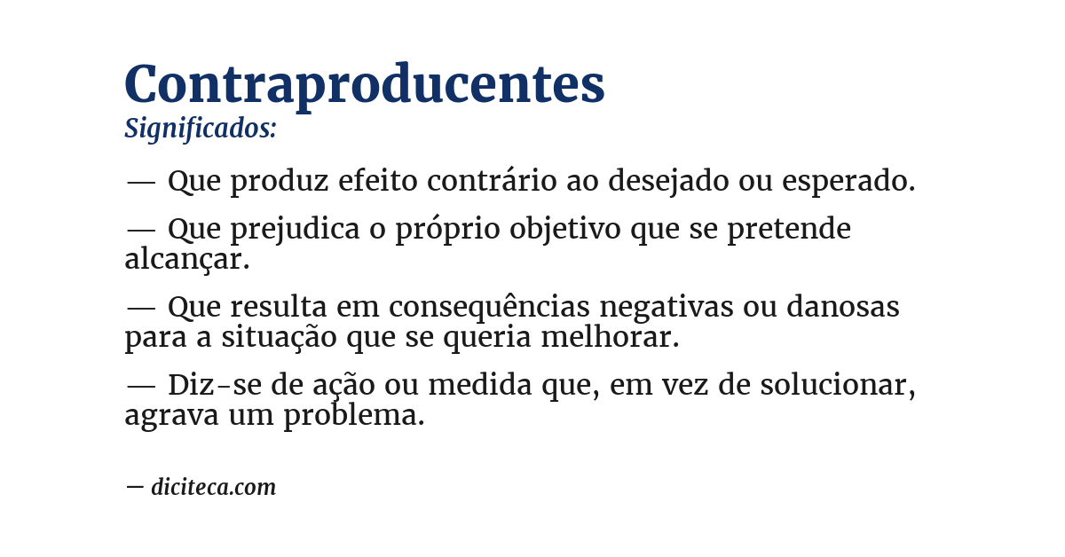 Significado de contraproducentes