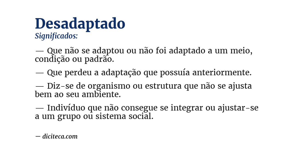Significado de desadaptado