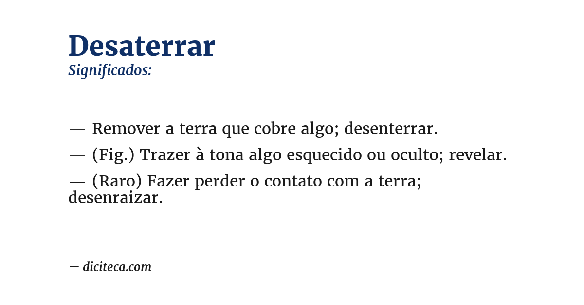 Significado de desaterrar