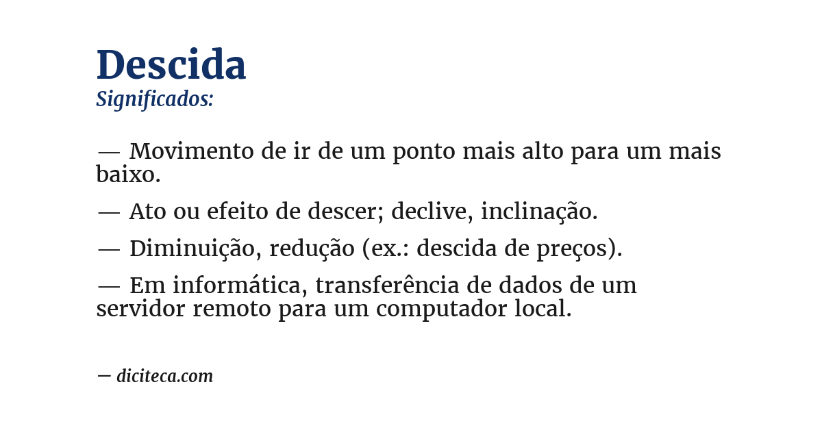 Significado de descida