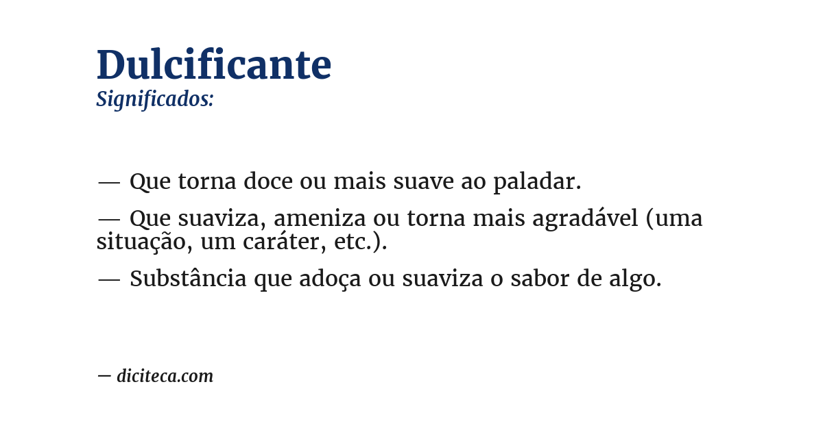 Significado de dulcificante