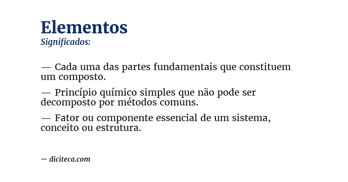 Significado de elementos