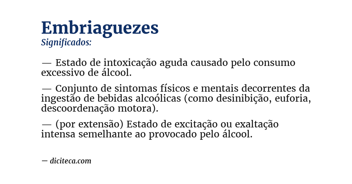 Significado de embriaguezes