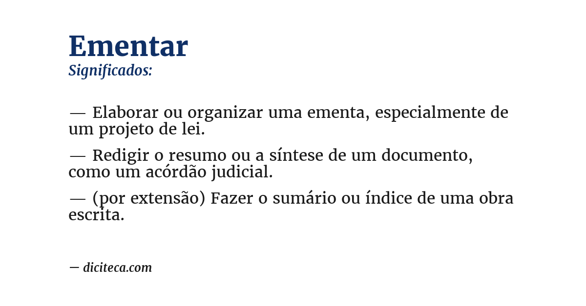 Significado de ementar