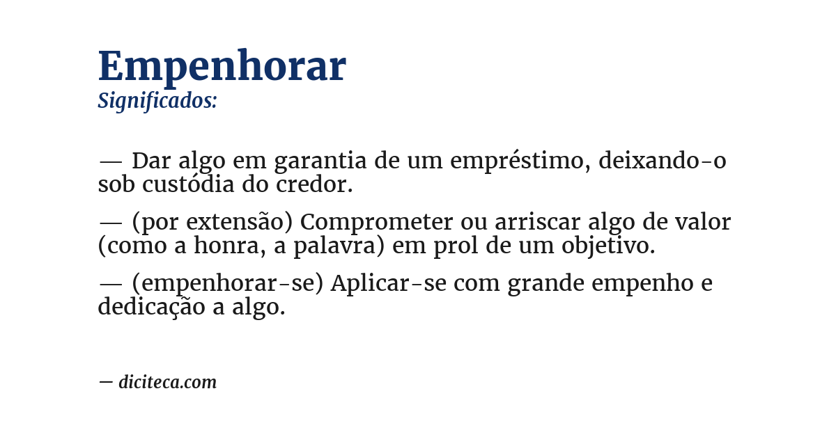 Significado de empenhorar