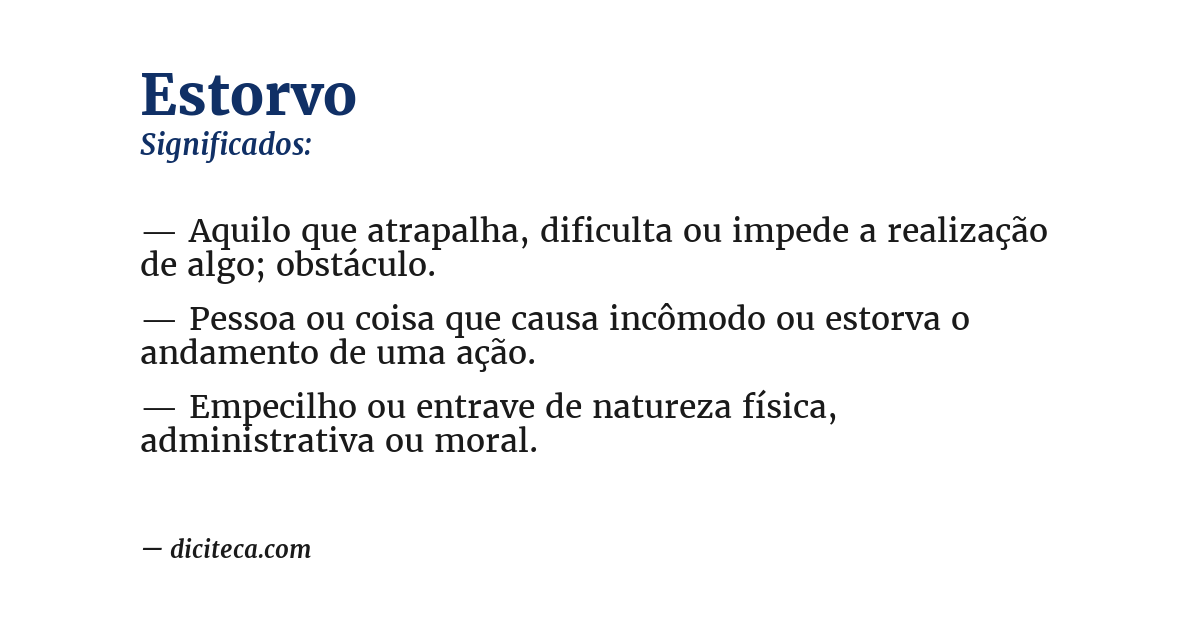 Significado de estorvo