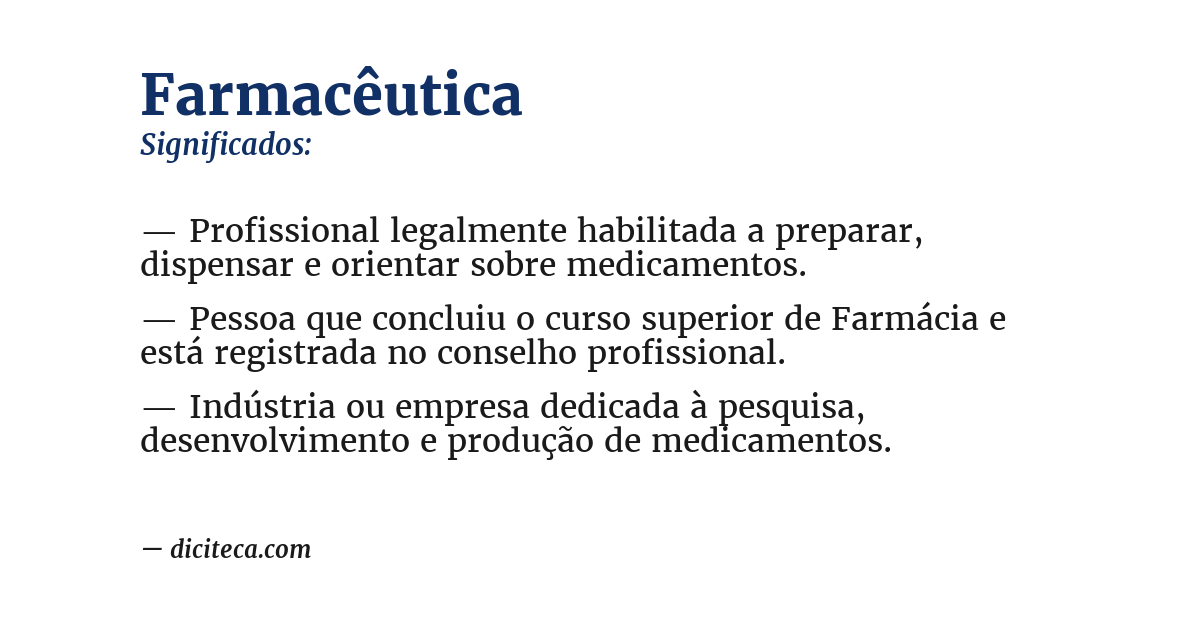 Significado de farmacêutica