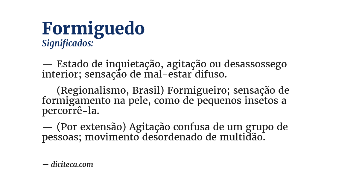 Significado de formiguedo