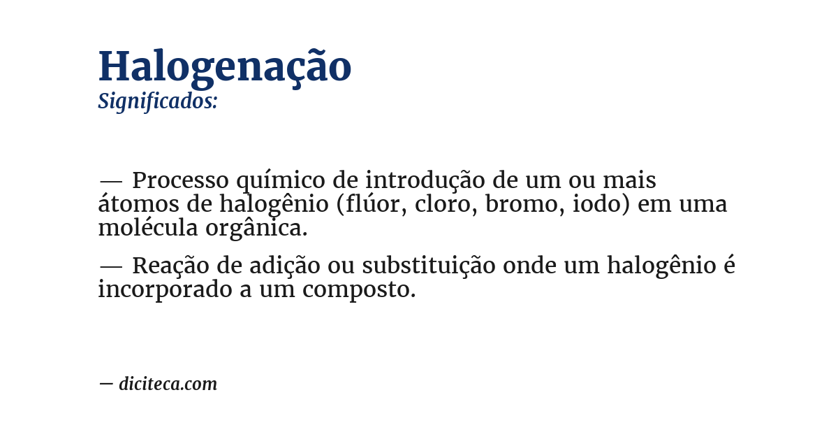 Significado de halogenação