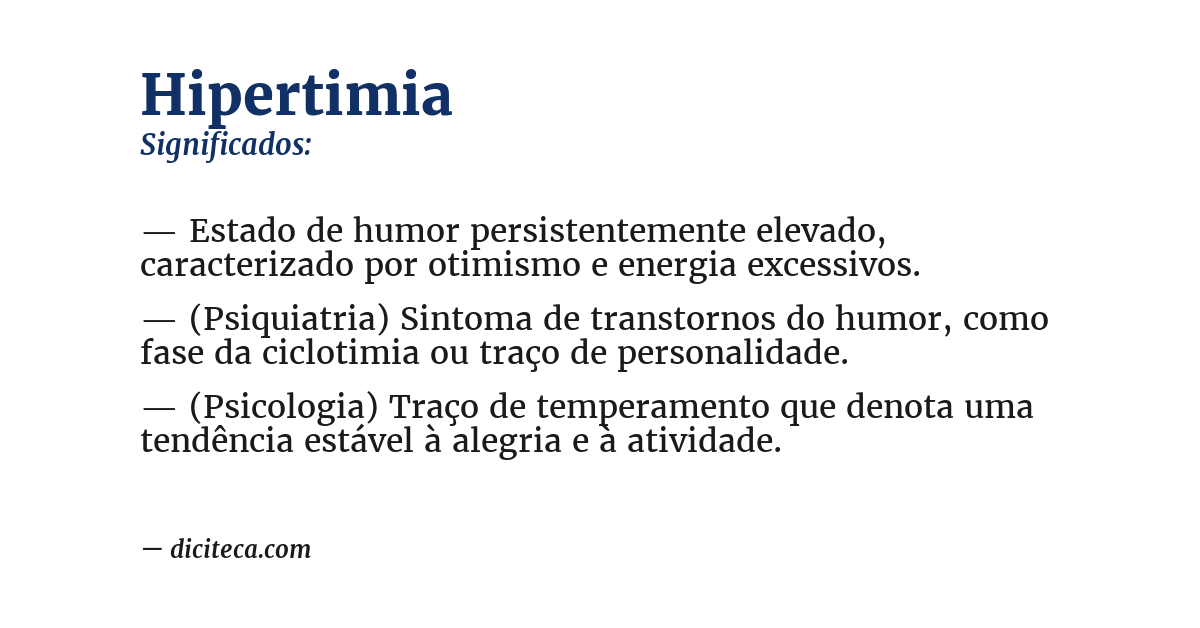 Significado de hipertimia