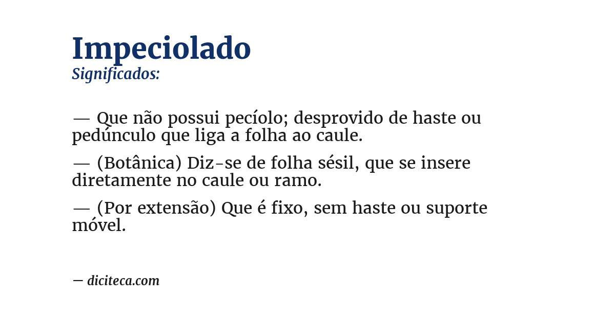 Significado de impeciolado