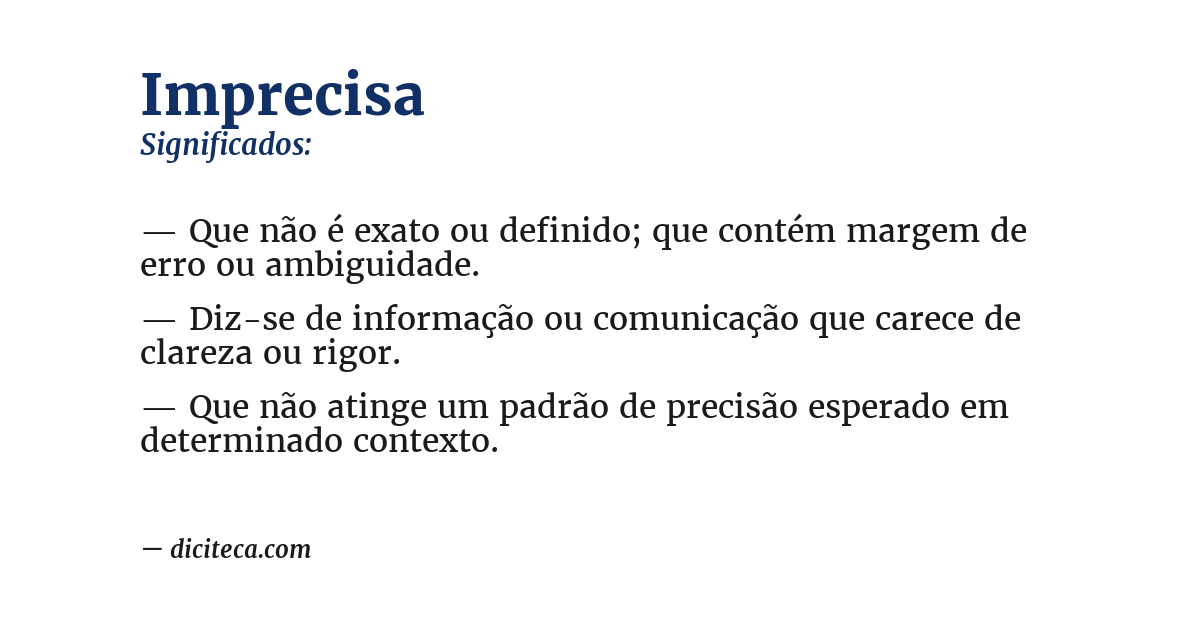 Significado de imprecisa